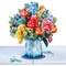 Paper Love 3D Pop Up Flower Bouquet Card, Wonderland, with Detachable Paper Flowers, For Winter, Christmas or Holidays - Jumbo 10" x 14" Card - Includes Envelope and Note Tag